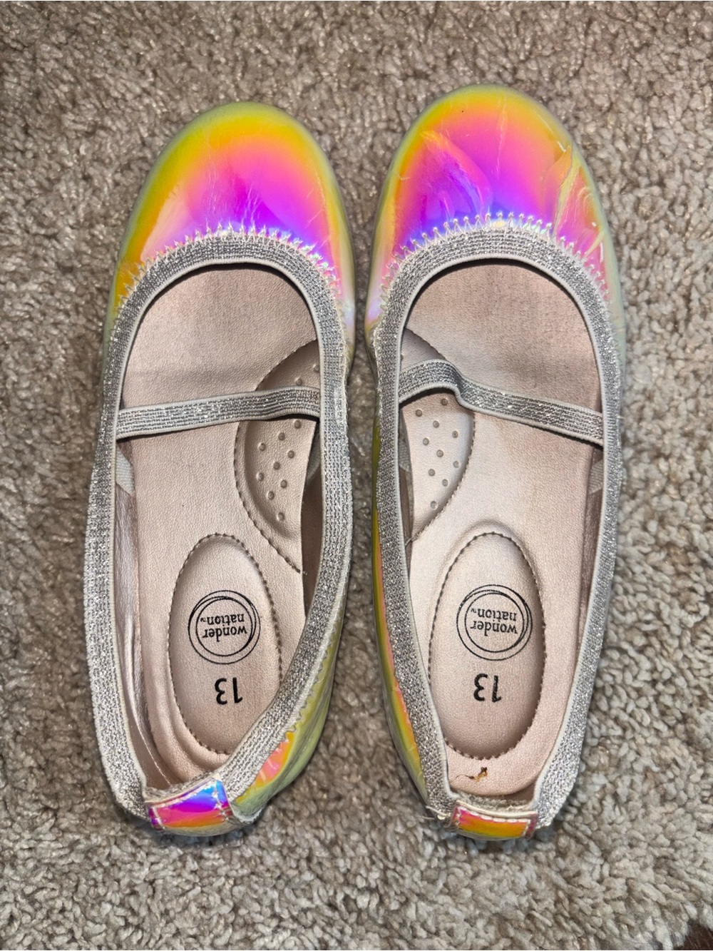 wonder nation Iridescent Rainbow Ballet Flats - Pink/Yellow